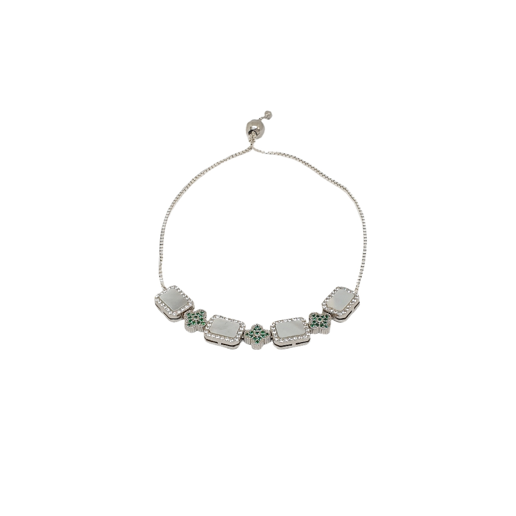 Green Diamond MOP Bracelet In 925 Sterling Silver MGA - BRS2405
