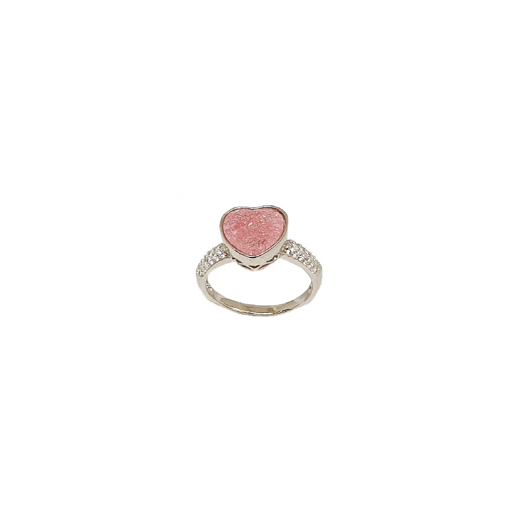 Heart Shape Pink Stone 925 Sterling Silver Ring MGA - LRS5324