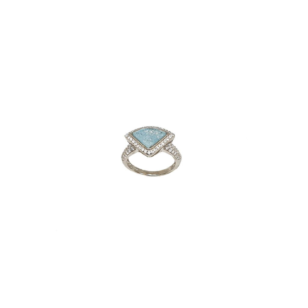 Blue Stone Diamond Ring In 925 Sterling Silver MGA - LES5326