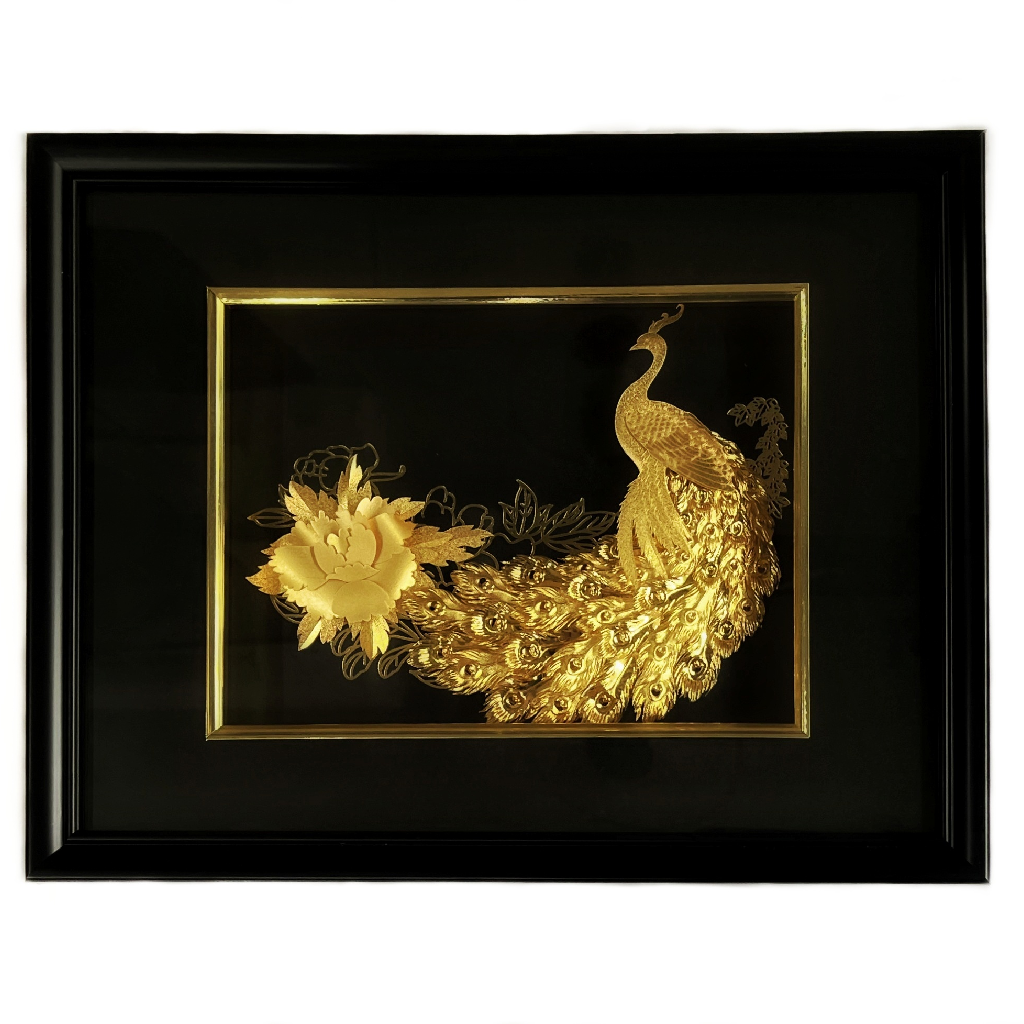 24k Gold Foil Beautiful Peony Peacock MGA-AGE0339