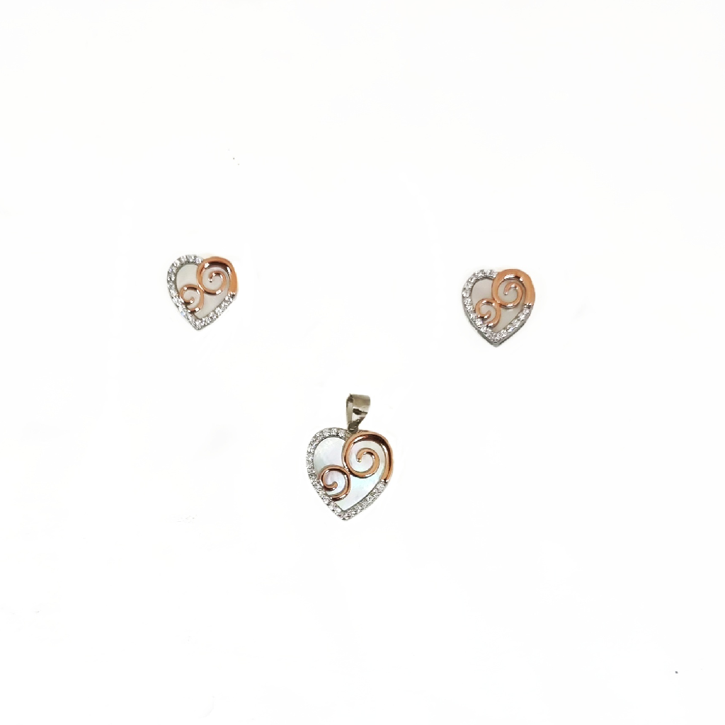 925 sterling silver beautiful heart pendant set mga - pts0278