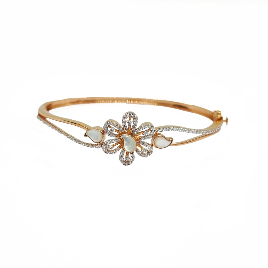 Floral Design Rose Gold Kada Bracelet MGA - BRG0128