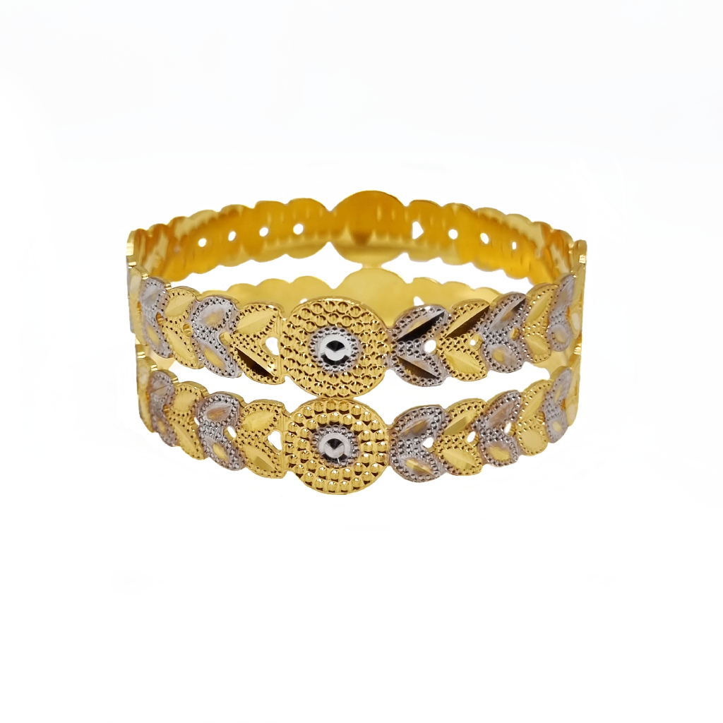 Flower And Leaves Design 1 Gram Gold Plated Bangles MGA - BGE0595