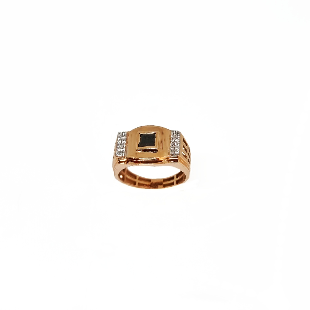 Black Stone Rose Gold Gents 18K Ring MGA - GRG0398