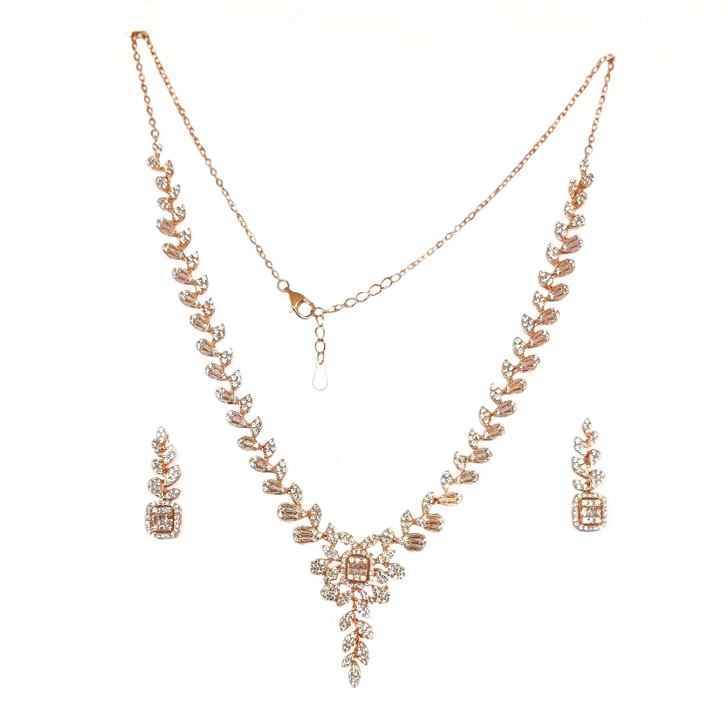 Rose Silver Necklace Set In 925 Sterling Silver MGA - NKS0138