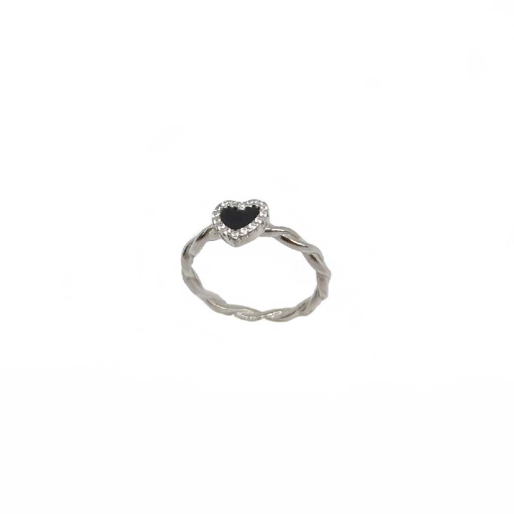 Black Heart Diamond Ring In 925 Sterling Silver MGA - LRS5126
