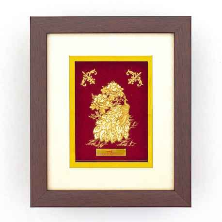 Beautiful Peacock Frame In 24K Gold Foil MGA - AGE0303
