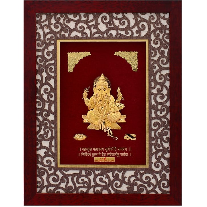 Ganeshji frame in 24k gold leaf mga-age0234