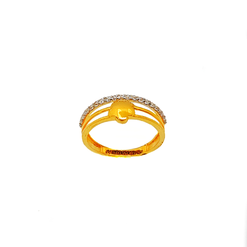 Half Diamond Designer Ring In 18K Gold - LRG1495