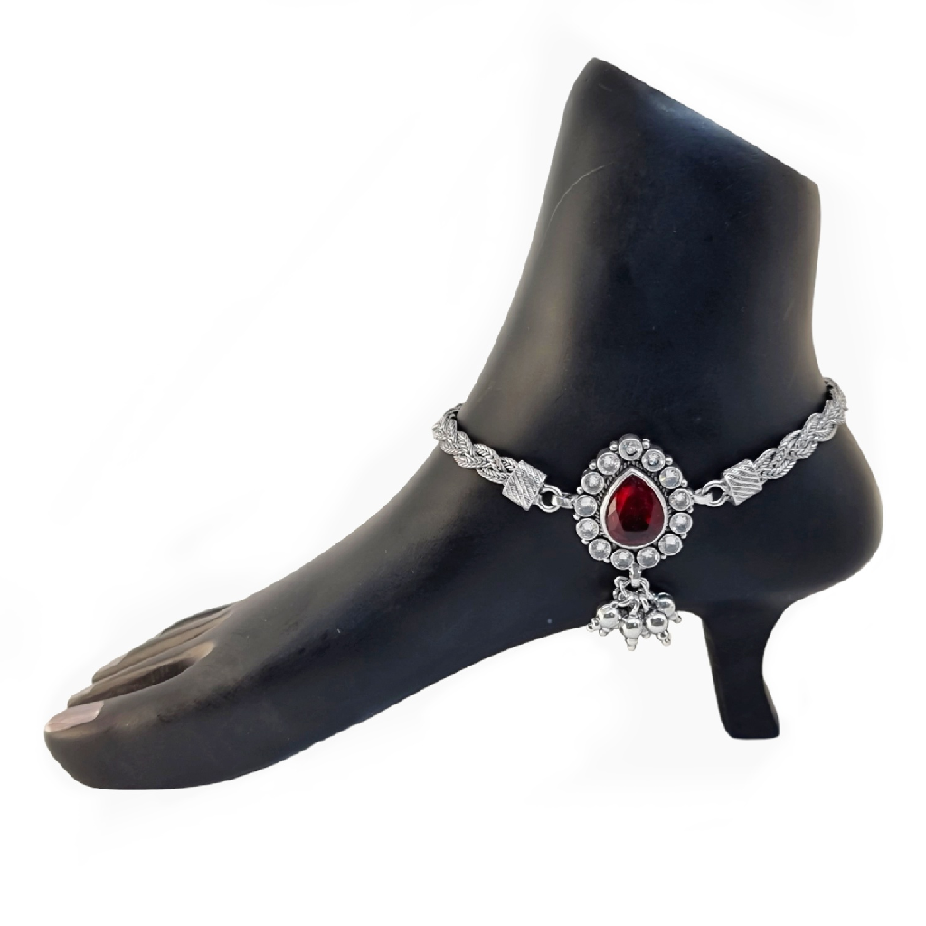 Fancy Oxidised Payal In Silver MGA - PLS4258