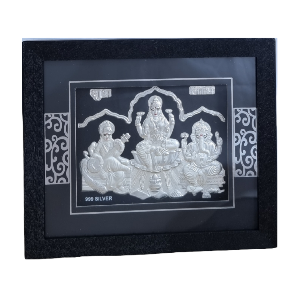 Lakshmiji , Ganeshji And Sarswatiji Frame In 999 Silver MGA - GFS0083
