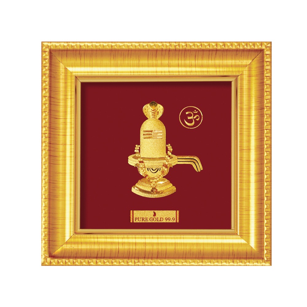 Shivling frame in 24k gold leaf mga - age0209
