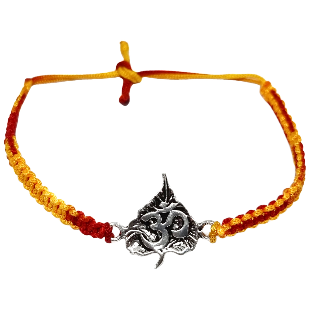Om in leaf broach rakhi in 925  Sterling silver