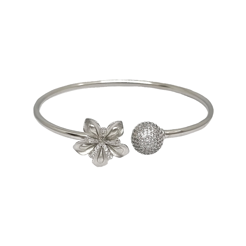 Diamond Ball And Flower Bracelet In 925 Sterling Silver MGA - BRS2142