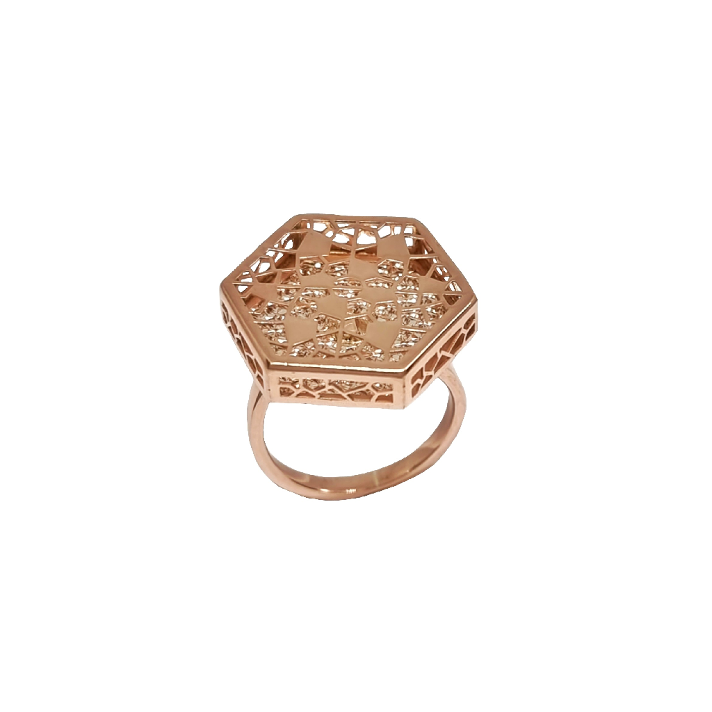 Hexagonal Rose Silver Ring In 925 Sterling Silver MGA - LRS4882
