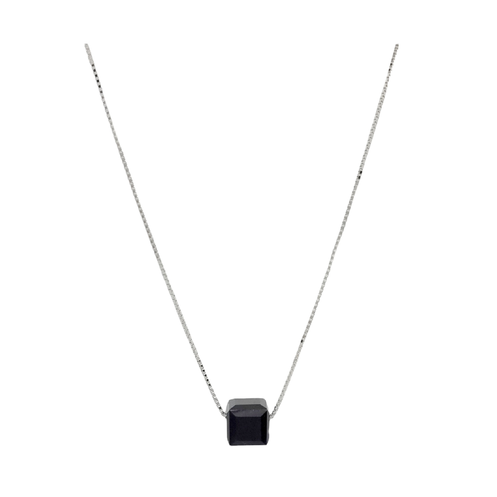 Black Cube Necklace In 925 Sterling Silver MGA - CHS2190