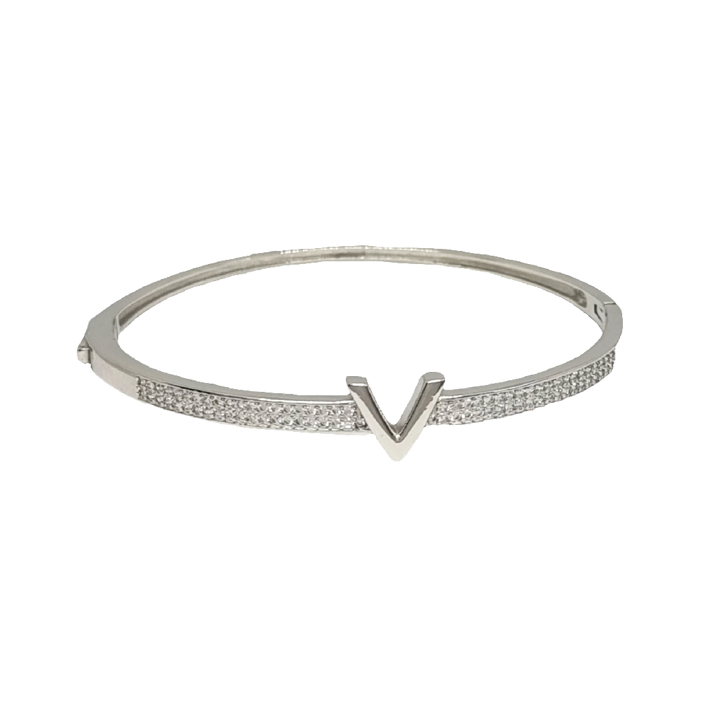 'V' Letter Diamond Bracelet In 925 Sterling Silver MGA - BRS2115