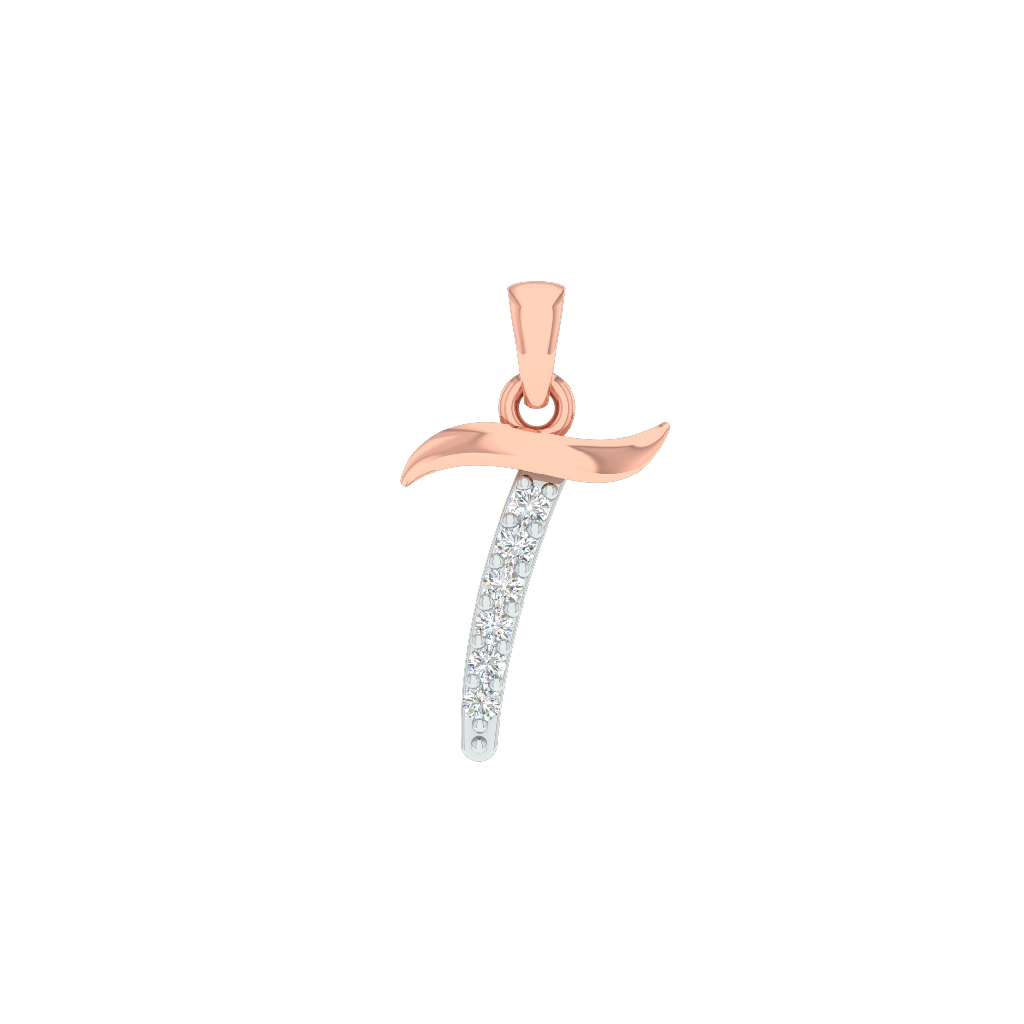 18k rose gold real diamond alphabet pendant mga - srg0406