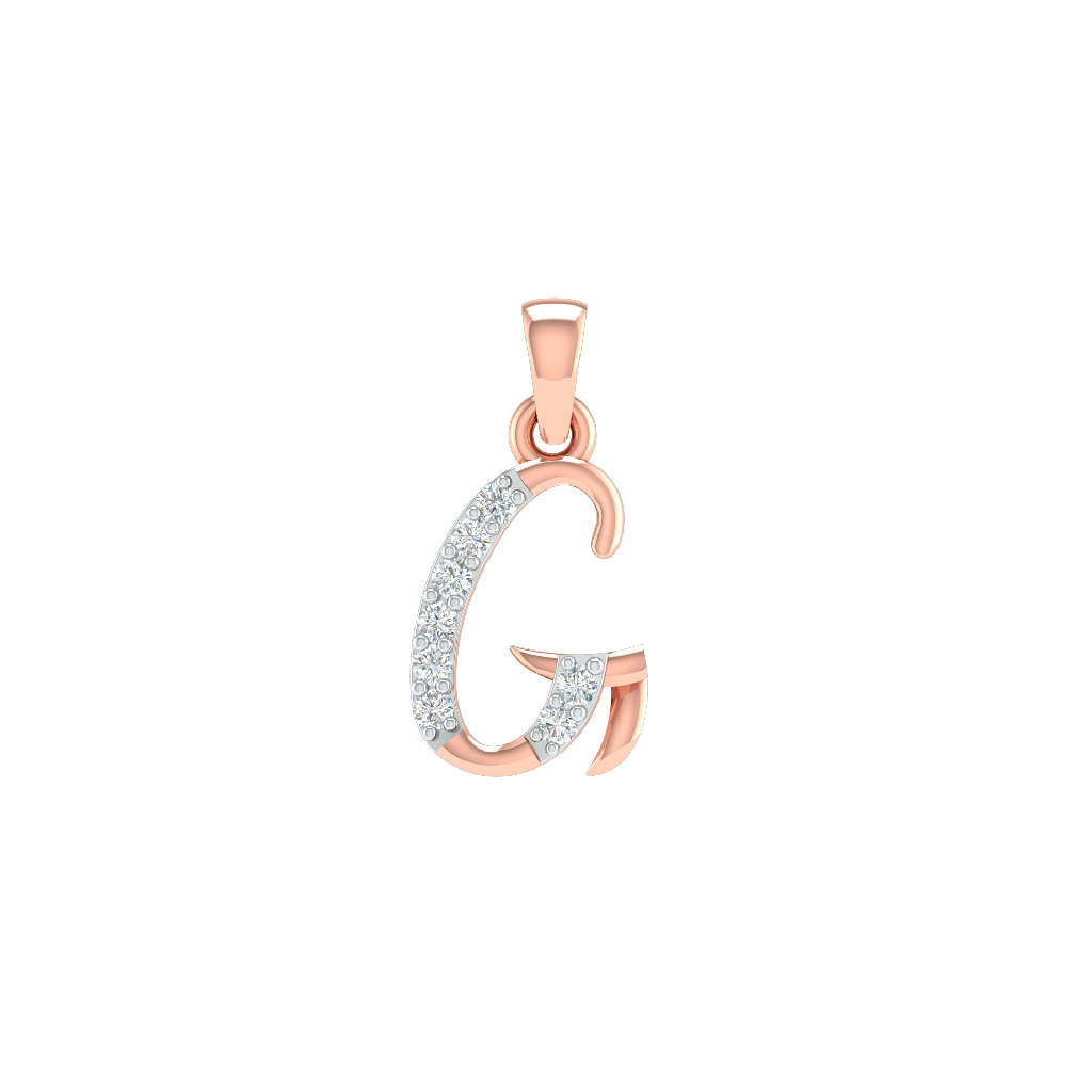18K Rose Gold Real Diamond G Letter Pendant MGA - SRG0410