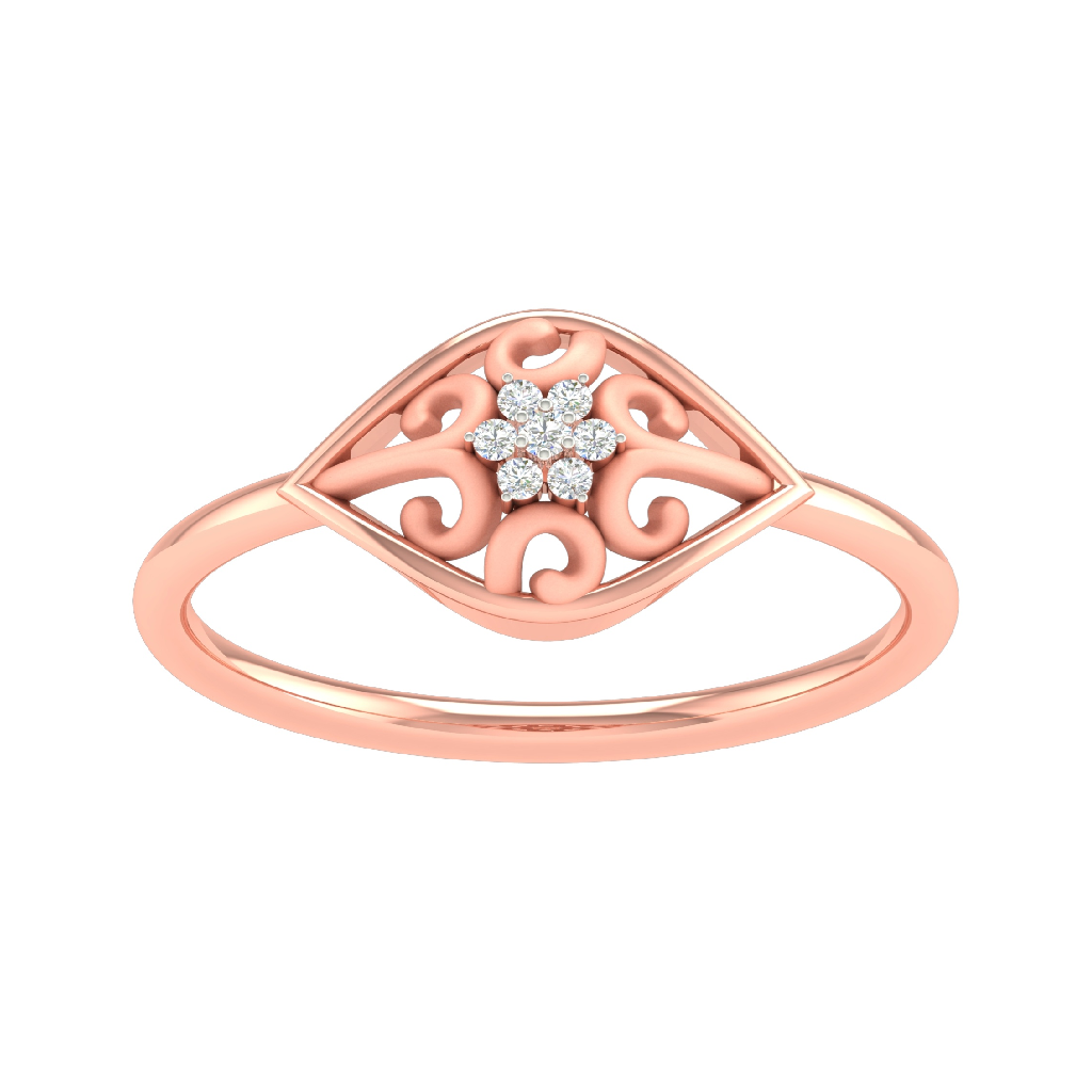 18k rose gold real diamond fancy ring mga - sug0162