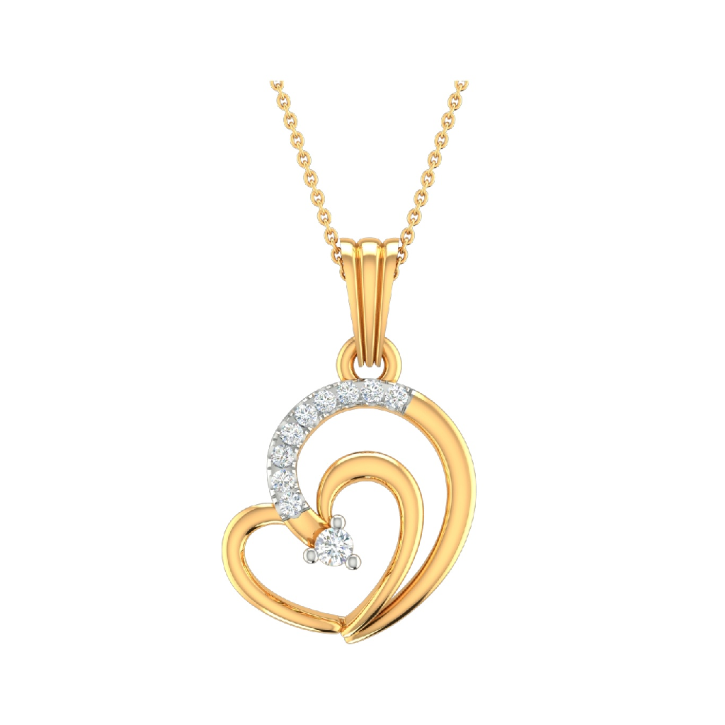 18K Gold Real Diamond Heart Designer Pendant MGA - SRG0418