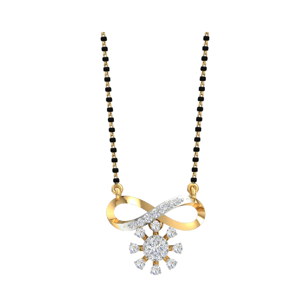 18k gold real diamond flower mangalsutra mga - skg0031