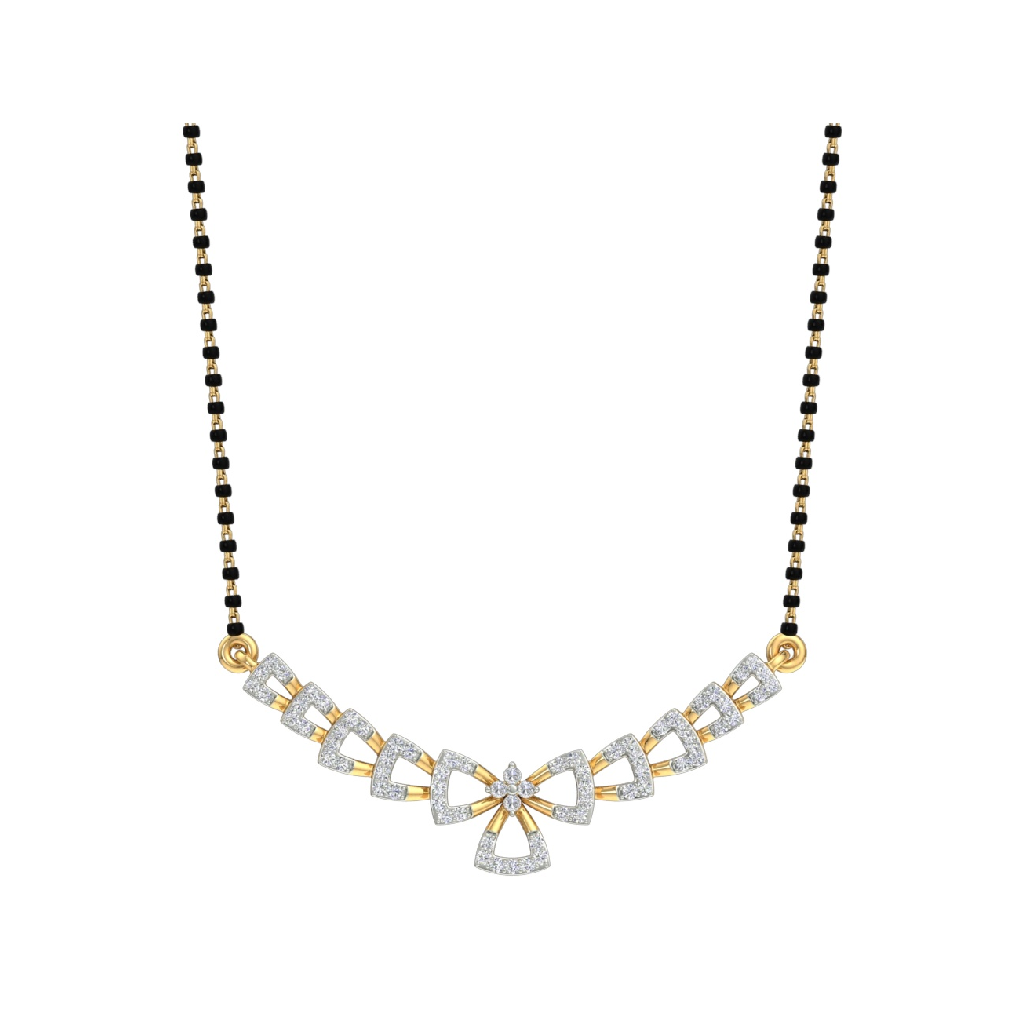 18K Yellow Gold Real Diamond Modern Mangalsutra MGA - SKG0046