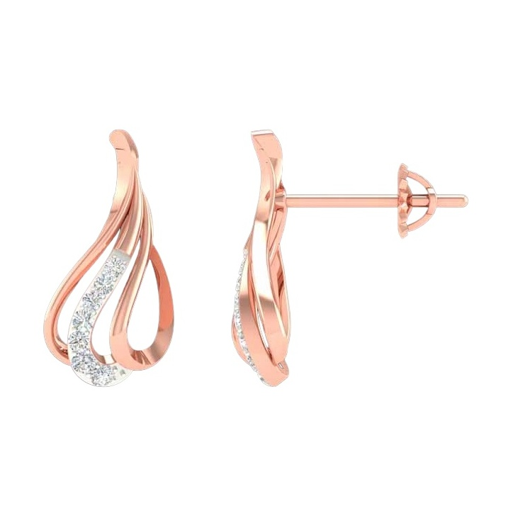 18K Rose Gold Real Diamond Designer Earrings MGA - SDG0030