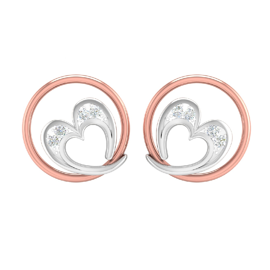 18k rose gold real diamond heart earrings mga - sdg0008