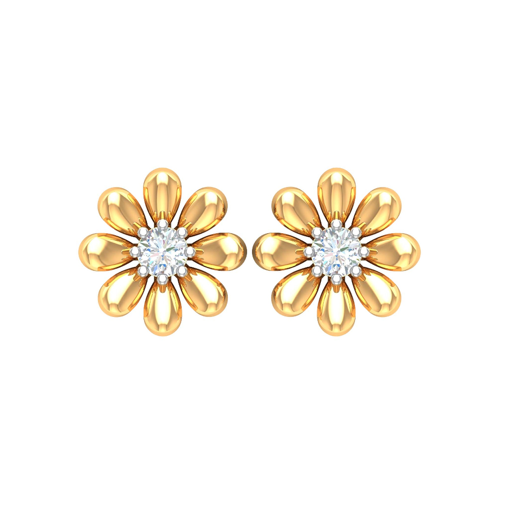 18K Gold Real Diamond Flower Earrings MGA - SDG0003
