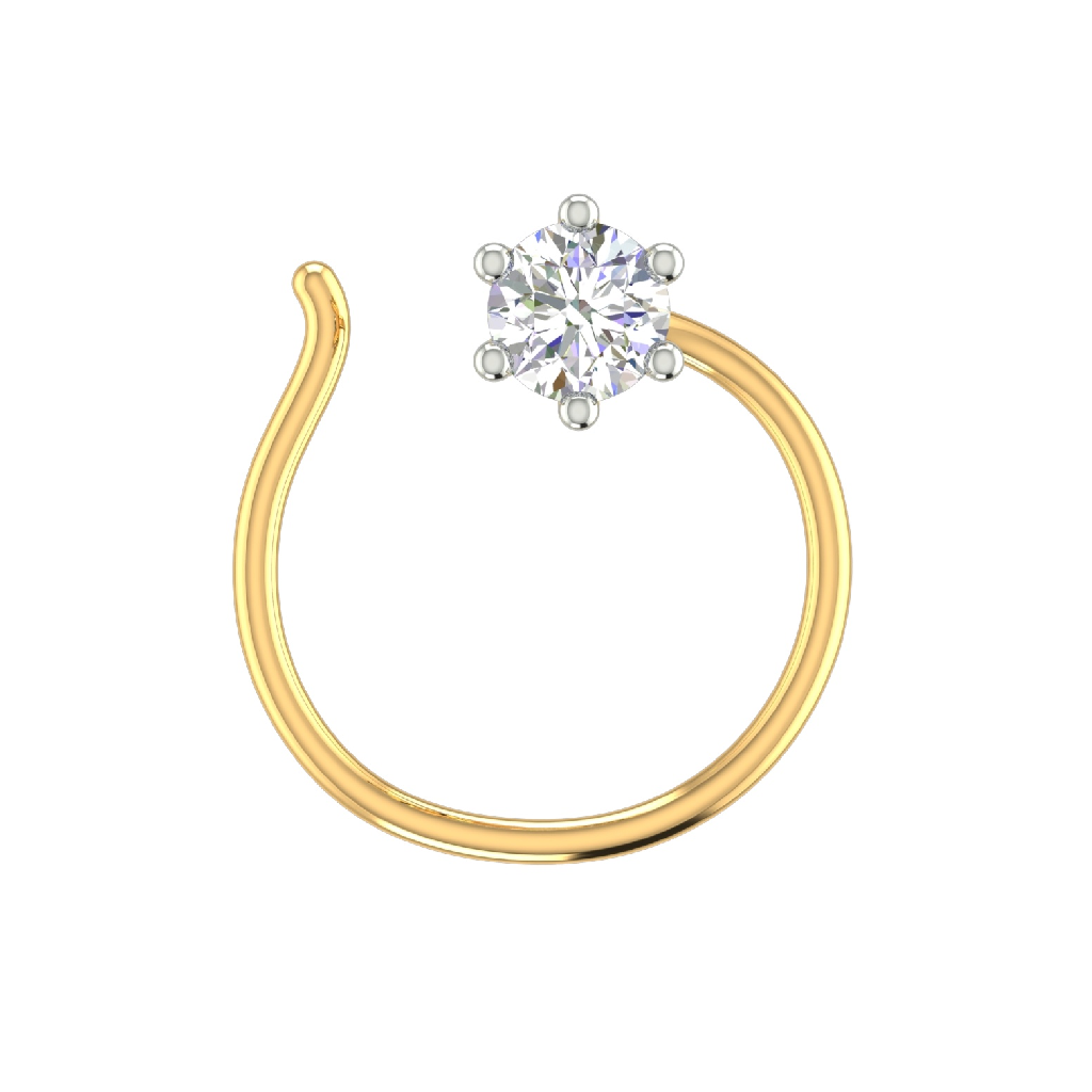 18K Gold Solitaire Real Diamond Nosepin MGA - SIG0064