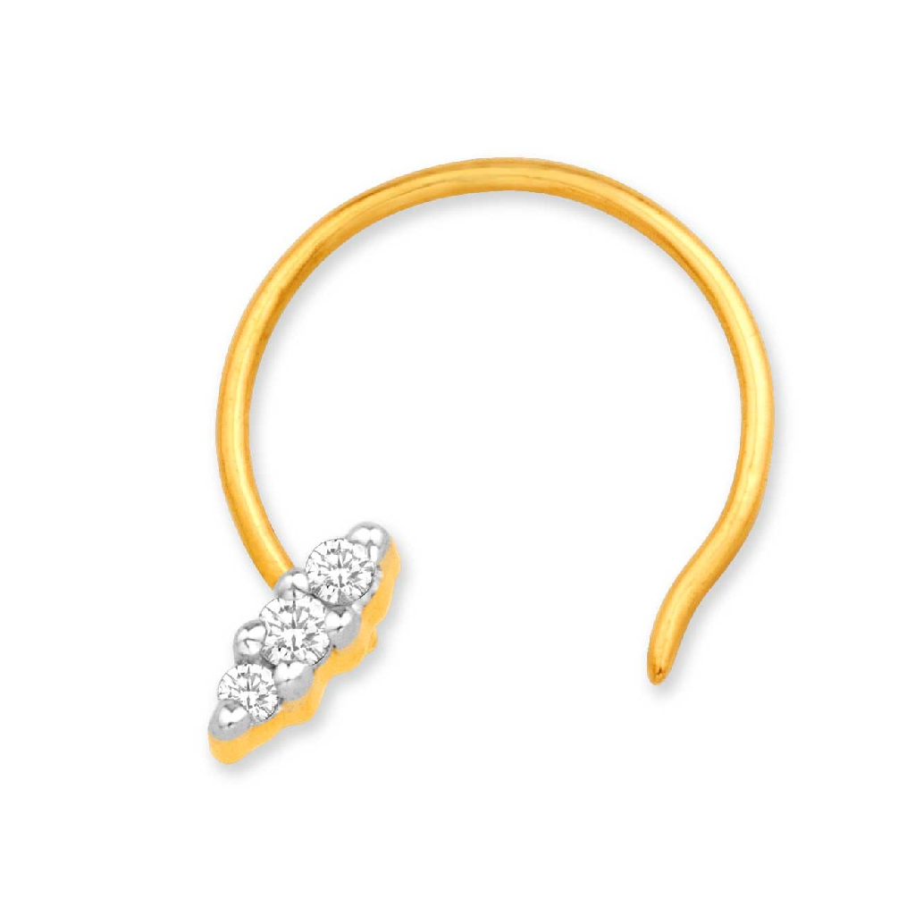 18k gold real three diamond diamond nosepin mga - sig0058