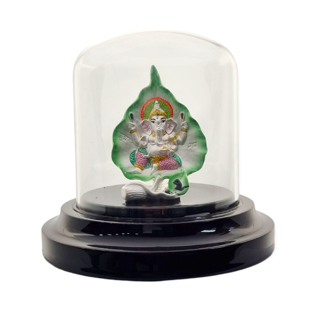 Shree Ganapatiji On A Leaf In 999 Silver MGA - GFS0023