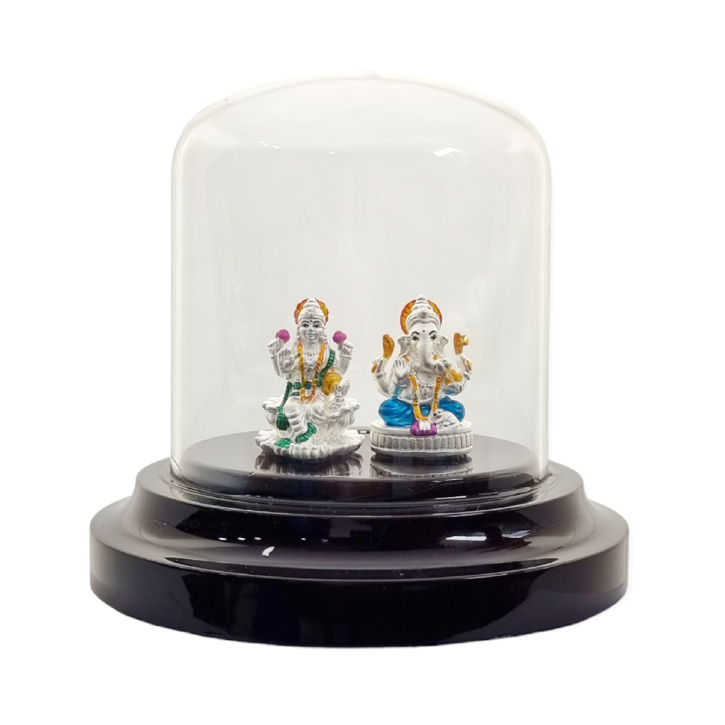 Lord Ganesha And Maa Laxmi Murti In 999 Silver MGA - GFS0028