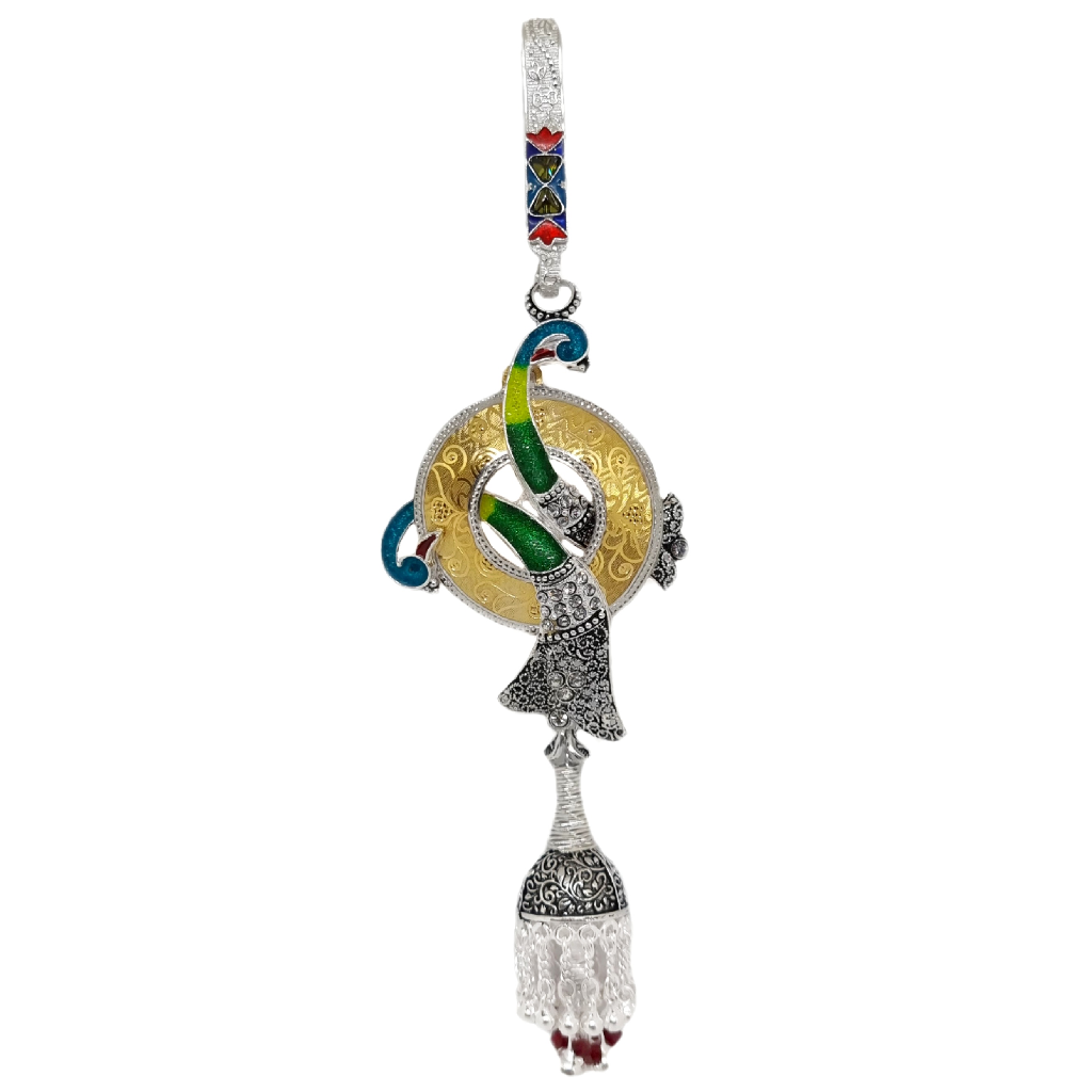 Silver Oxidised Juda In Lovely Two Peacock Design MGA - JUS0106