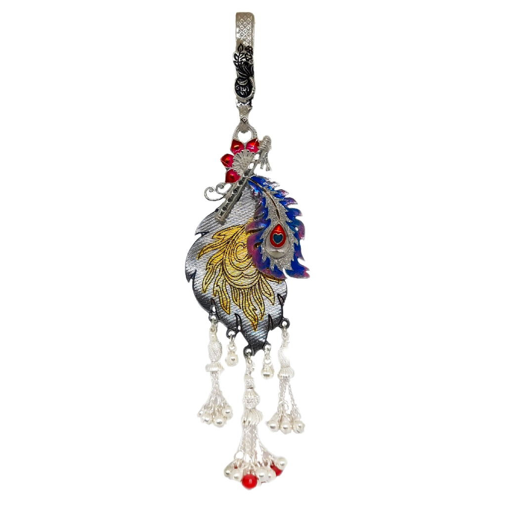 Silver Oxidised Juda With Morpankh-Murli MGA - JUS0100
