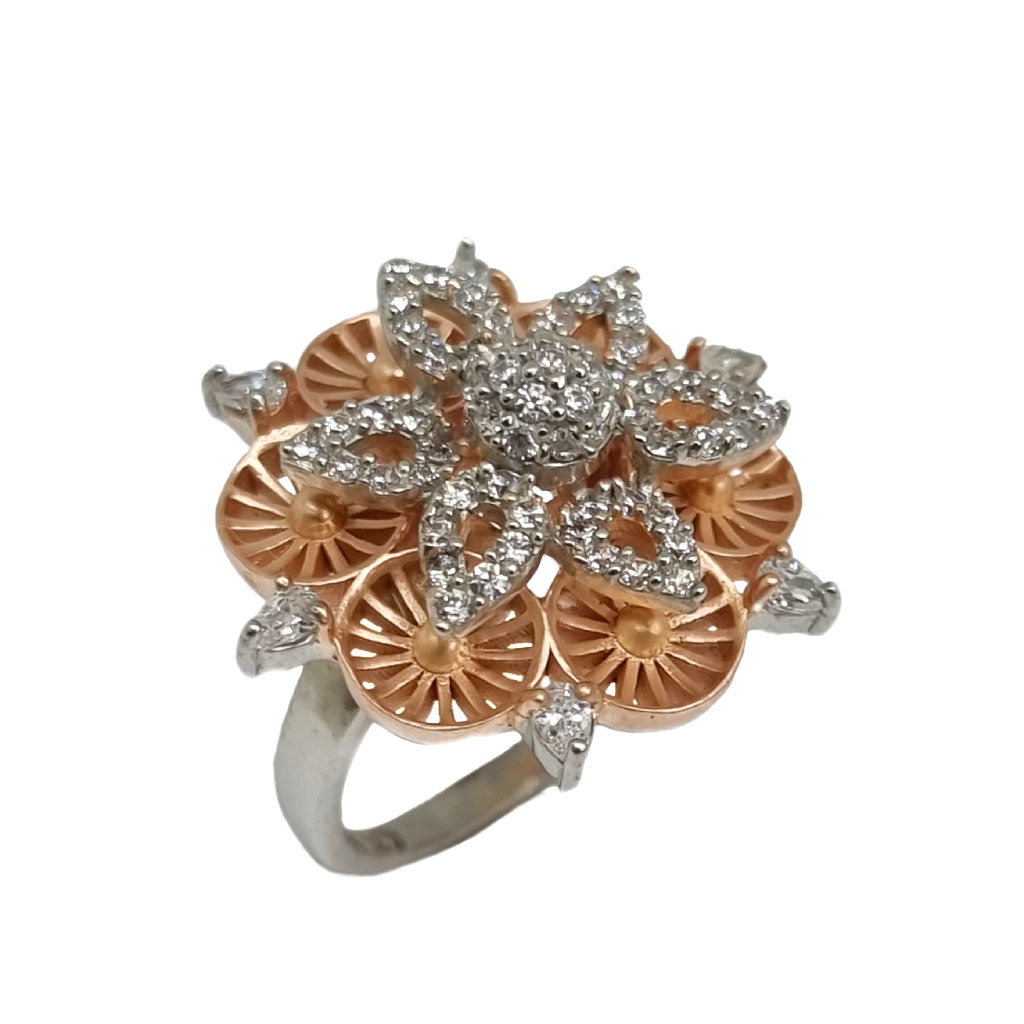 925 Sterling Silver Rose Gold Designer Ring MGA - LRS4595