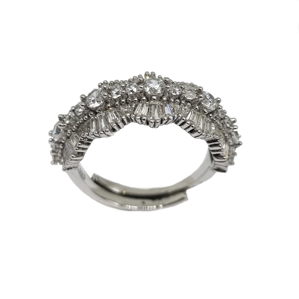 925 Sterling Silver Adjustable Diamond Ring MGA - LRS4388