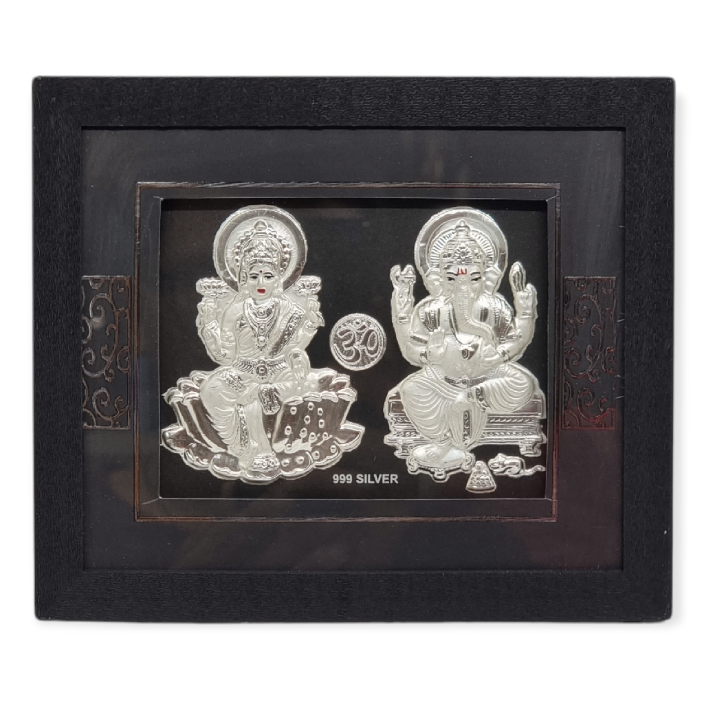 999 silver laxmi ganesh frame, home decor, festival gift