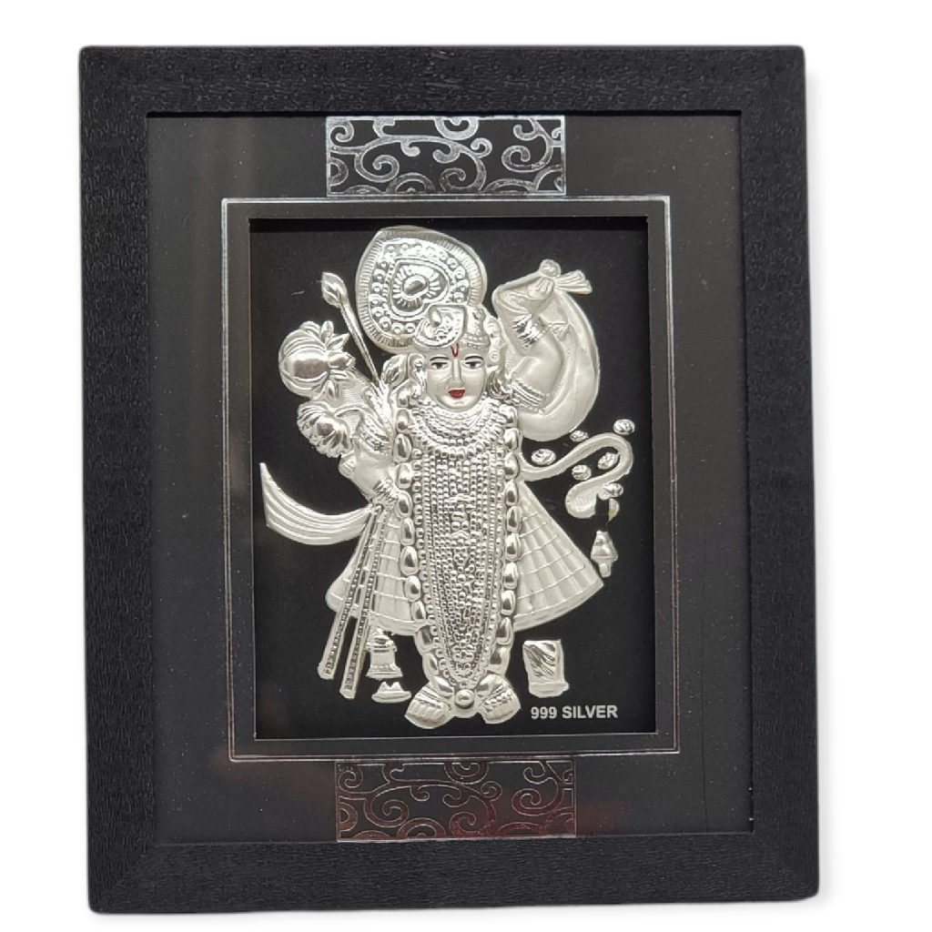 999 silver shrinathji frame, silver gift articles (18 - 15.5 cm)