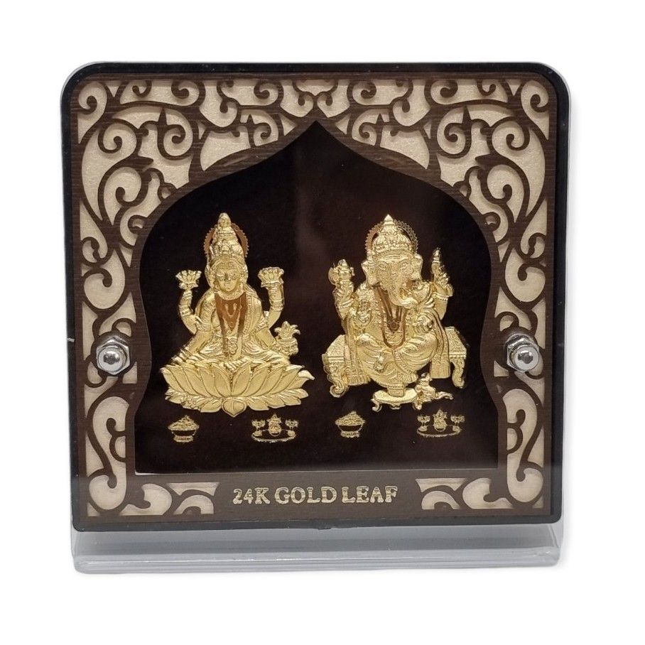 24 carat gold goddess laxmiji and lord ganeshji frame