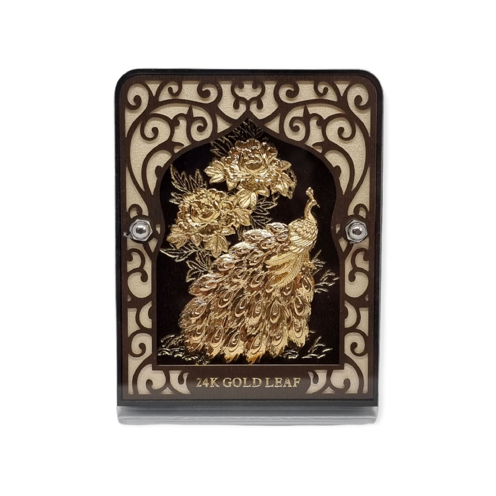 24 Carat Gold Foil Peacock Frame MGA - AGE0097