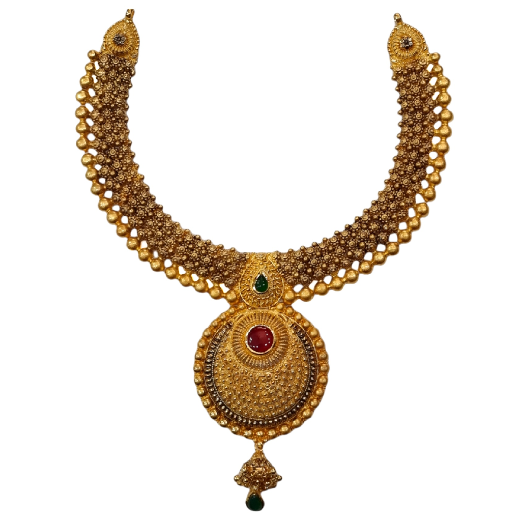 22K Gold Antique Fancy Necklace Set MGA - GN0102