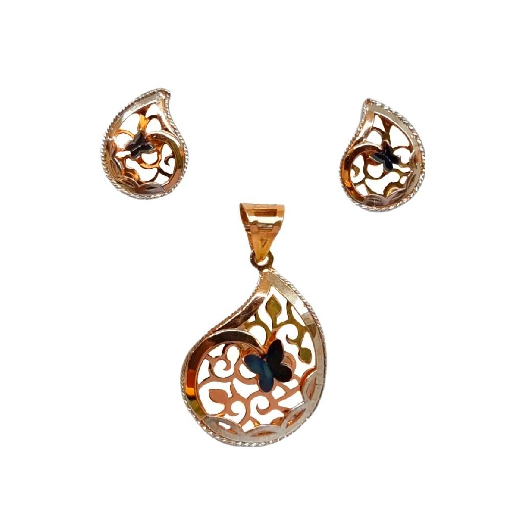 18K Rose Gold Butterfly Shape Modern Pendant Set MGA - PDG1252