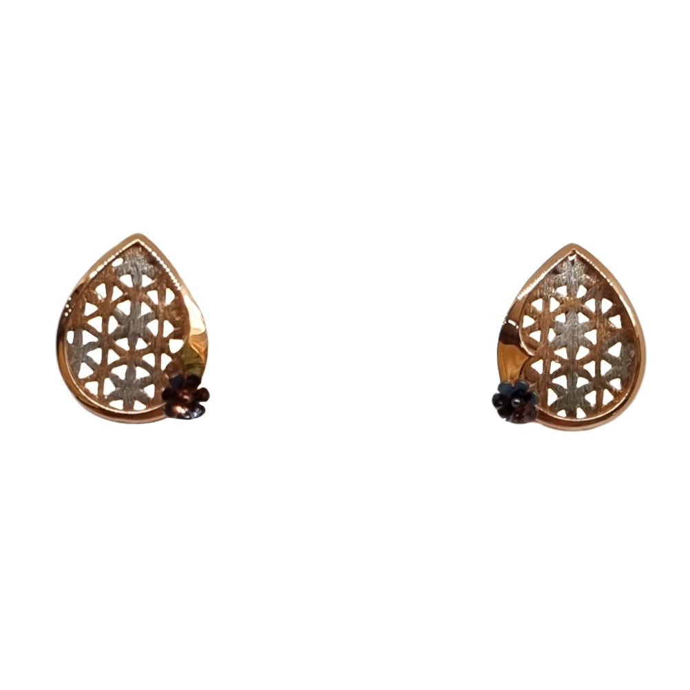 18k rose gold modern flower shape earrings mga - btg0606
