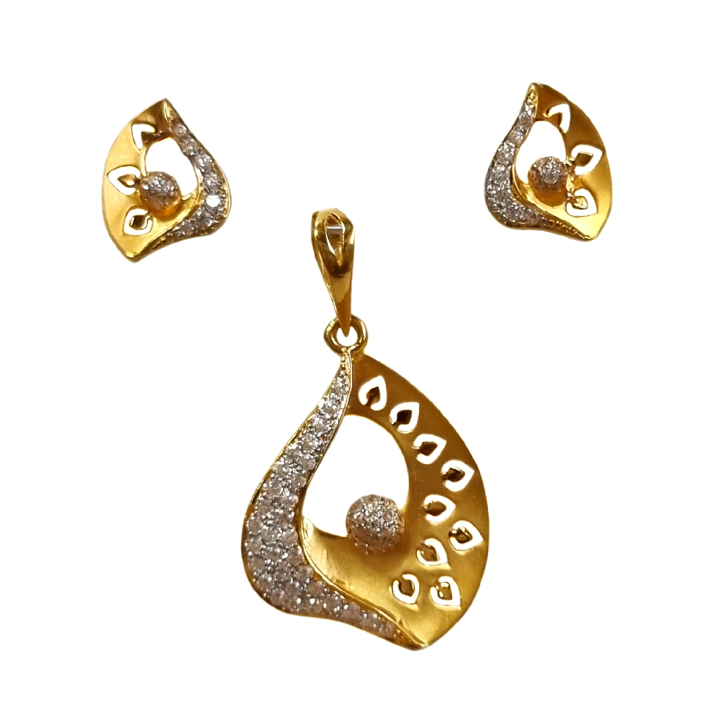 22K Gold Matte Finish Modern Pendant Set MGA - PTG0169