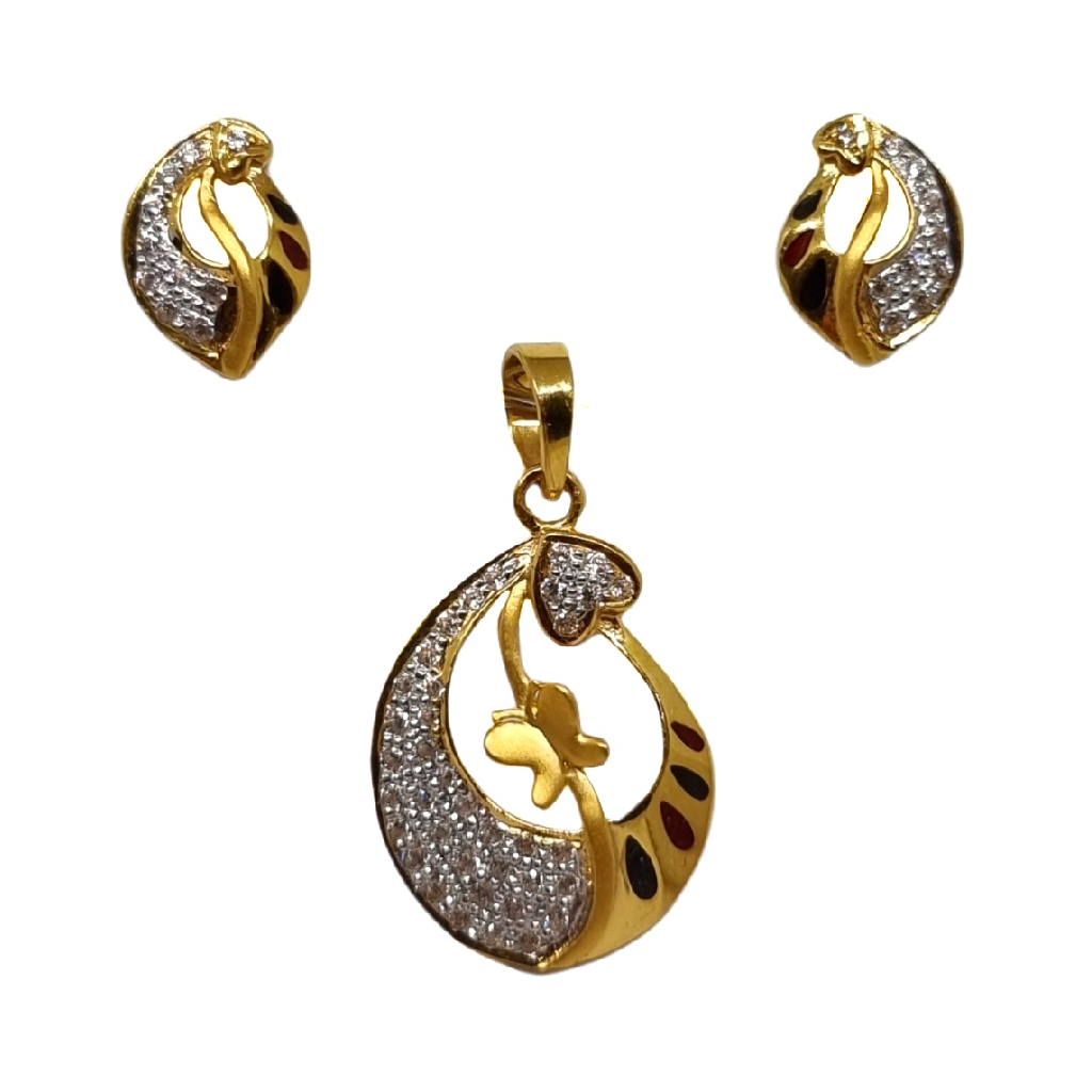 22K Gold Butterfly Shape Modern Pendant Set MGA - PTG0164