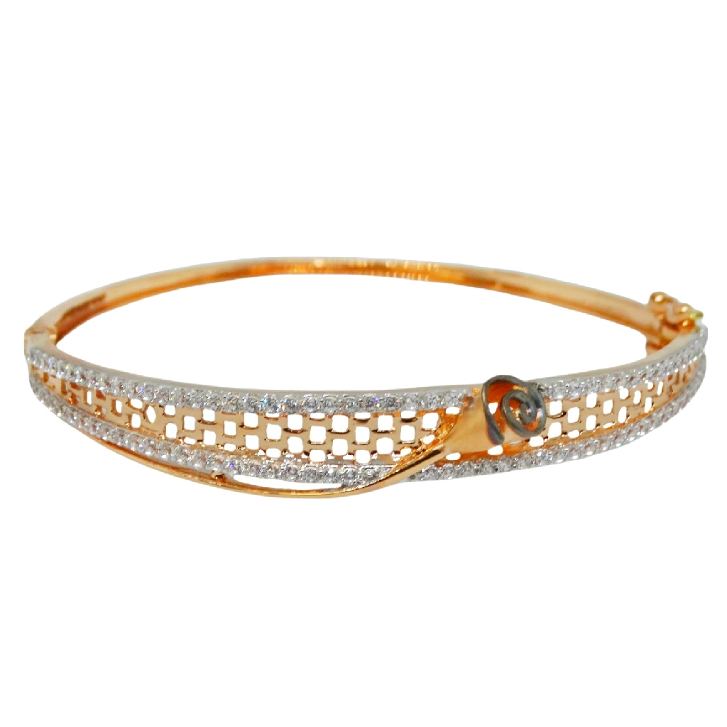 18k rose gold flower shape modern kada bracelet mga - brg0074