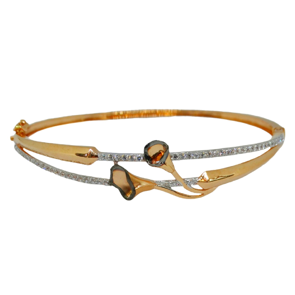 18k rose gold flower shaped fancy kada bracelet mga - brg0071
