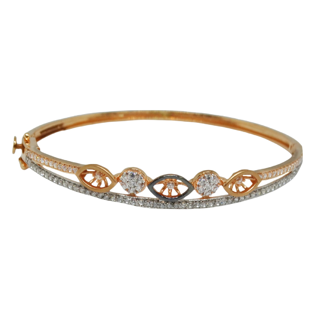 18K Rose Gold CZ Diamond Designer Kada Bracelet MGA - BRG0073